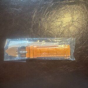 Orange Croco Genuine Leather Watch Band–20mm (w/ Built in Quick Release pins)